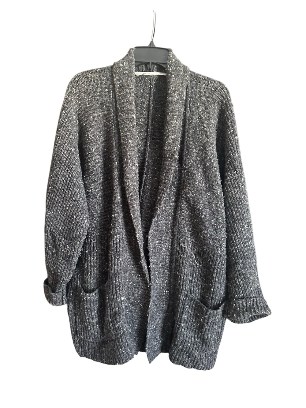 Athleta Cozy Open-Front Black/White Speck Women's Cardigan Sweater. Size Medium